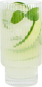 Restaurantware-Vetri 10 Ounce Highball Glasses, 6 Ribbed Drinking Glasses - No-Lead, Dishwashable, Clear Glass Tumblers For Scotch, For Drinking Liquor, Cocktail, Bourbon, Cognac, And More