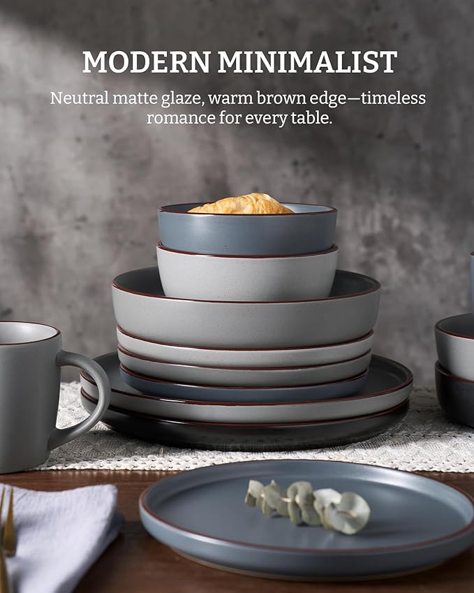 Famiware Mercury Dinnerware Sets with Mugs, Service for 4 (16 Pieces), Plates and Bowls Sets, Microwave and Dishwasher Safe Dishes Set, Multi-color