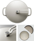 Vermicular Oven Pot 2.0 | Lightweight Enameled Cast Iron Pot | 26cm (5.9 Qt) | Non-Toxic | Induction-compatible | Dutch Oven | Made in Japan | Matte Linen Beige