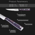 Steak Knife Set of 6 with Gift Box - Ergonomic Grip Black Wooden Handle, Highly Resistant & Durable German Stainless Steel, Serrated Edge - 4.8''Dinner Knife Set Non Straight