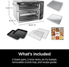 Ninja DCT401 12-in-1 Double Oven with FlexDoor, FlavorSeal & Smart Finish, Rapid Top Convection and Air Fry Bottom , Bake, Roast, Toast, Air Fry, Pizza and More, Stainless Steel