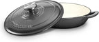 Signature Enameled Cast Iron Braiser, Non-Stick Serving Pot with Tight Fitting Lid for Perfect Roasting, Baking, Sauteing, Searing, and Pan Frying | 1.5Q (1.4L) - Oyster Grey