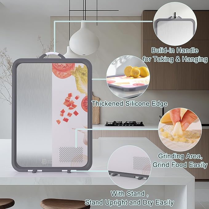 Titanium Cutting Board - New Titanium Cutting Boards for Kitchen Double Sided Non Toxic Titanware Cutting Board, Ideal Charcuterie & Chopping for Meat, Cut Easy Clean Chopping Board (14"L x 10"W)