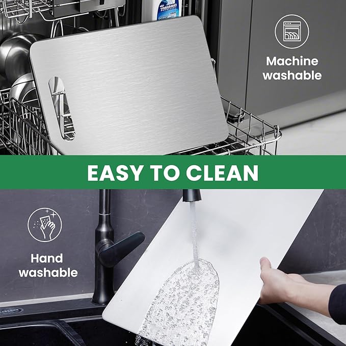 Titanium Cutting Boards 100% Pure Titanium for Kitchen,Cutting Edge Hygiene & Durability,Double sided food-grade Cutting Board For Meats Fruits And Vegetables,Easy to Clean (15 * 11)