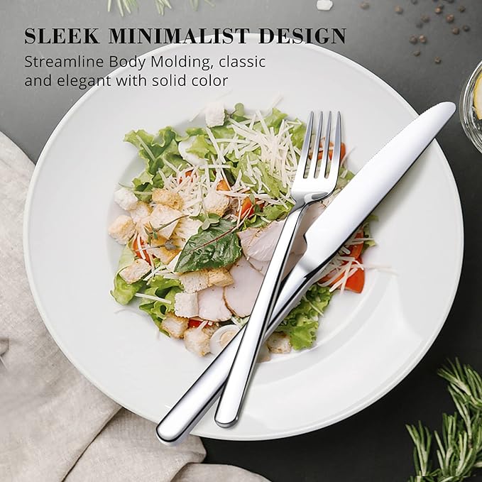 KINGSTONE Silverware Set, 20 Piece Flatware Cutlery Set for 4, 18/10 Stainless Steel Silverware Mirror Polished Dishwasher Safe for Home, Restaurant, Wedding, Party(Silver, 20 pieces for 4)