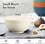 wheat straw dessert bowls 10oz set of 8 - Unbreakable snack Bowls for kids - Mini Bowls for Ice Cream,Snack and Fruits - Microwave & Dishwasher Safe Appetizer Bowl Sets - Beige