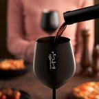 Gusto Nostro Stainless Steel Wine Glass - 18 oz - Unbreakable Black Wine Glasses for Travel, Camping and Pool - Fancy, Unique and Cool Portable Metal Wine Glass for Outdoor Events, Picnics (Set of 4)