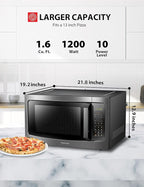 TOSHIBA ML-EM45P(BS) Countertop Microwave Oven with Smart Sensor and Position Memory Turntable, Function, 1.6 Cu.ft 13.6" Removable Black Stainless Steel, 1200W