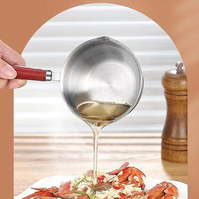 AUNMAS Mini Butter Warmer Pot, Compact Design Durable Stainless Steel Safe Pouring, Oil Warmer 300ml for Frying Drizzling Kitchen