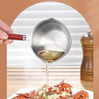 AUNMAS Mini Butter Warmer Pot, Compact Design Durable Stainless Steel Safe Pouring, Oil Warmer 300ml for Frying Drizzling Kitchen