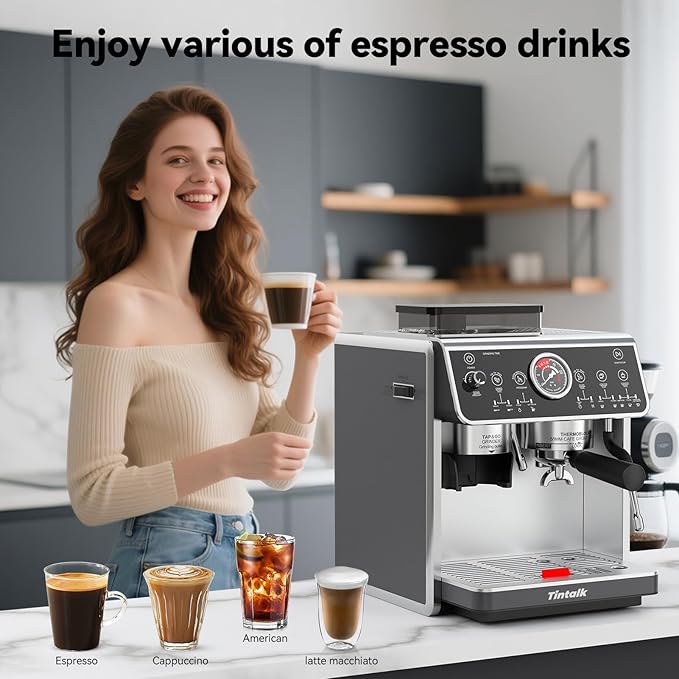 TEM650 Espresso Machine,Coffee Maker 20 Bar High Press Extraction- with 15 Grind Setting & Dual Heating System, 2.7L Detachable Wanter Tank, Separate Hot Water Spout- Cup Warmer Function