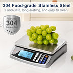 66lb Food Scale, Commercial Kitchen Scale with Price Computing, Plug-in Usable, 0.05oz/1g, 304 Stainless Steel, for Cooking, Vegetables, Farm, Industry, Counting. LC300 Grey