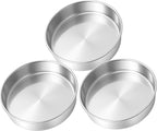 Leonyo 9Inch Round Cake Pans Set of 3, Stainless Steel Circle Layer Cake Pans Set for Baking, Metal Round Baking Tins for Wedding Party, Dishwasher Oven Safe