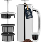 ESPRO P7 French Press Coffee Maker - Double-Walled Stainless Steel Insulated with Micro-Filter, 18 Ounces, Polished Stainless Steel