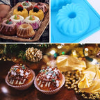3Pcs Silicone Bundt Cake Pan, 6-Cavity Nonstick Baking Molds,Mini Jello Molds Silicone,Mini Bundt Cake Pans, Cupcake Mold for chocolate, Donut, Jelly
