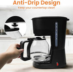 12-Cup Coffee Maker, 1.5L Drip Coffee Machine with One-Touch Brewing, Glass Carafe, Anti-Drip System, Reusable Filter, Easy-to-Use Home & Office Coffee Brewer