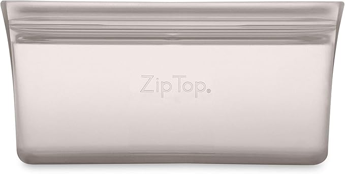 Zip Top Reusable Food Storage Bags | Snack Bag [Gray] | Silicone Meal Prep Container | Microwave, Dishwasher and Freezer Safe | Made in the USA