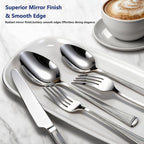 Yoehka 60-Piece Hammered Silverware Set for 12, Stainless Steel Flatware Set with Roman Column Handles, Mirror Polished Cutlery/Utensils Set for Home, Restaurant, Hotel, Dishwasher safe