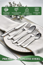 40 Piece Silverware Set for 8, Stainless Steel Flatware Set, Cutlery Sets with Mirror Finish, Dishwasher Safe, Modern Kitchen Forks, Spoons, Knives, Eating Utensil Sets