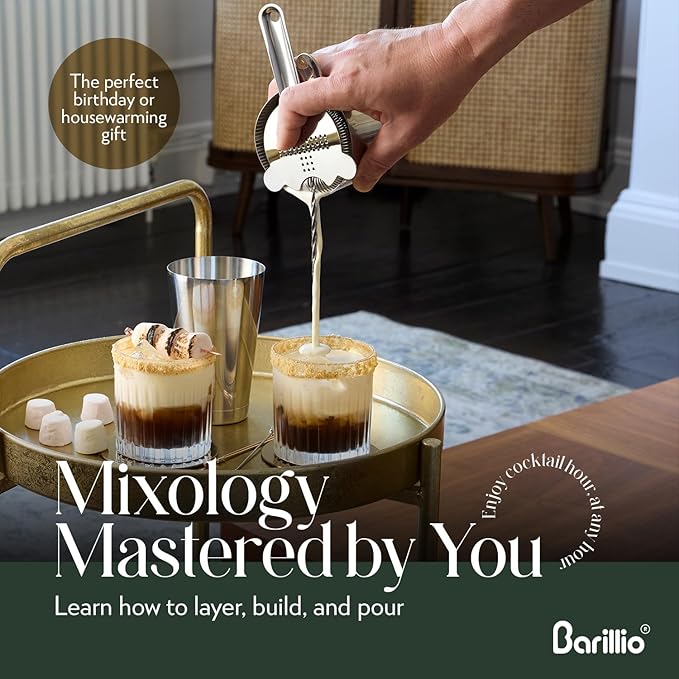 Barillio Bar Tool Set Pro Edition - Stainless-Steel Cocktail Shaker Set - Mixology Bartender Kit w/Boston Shaker, Drink Mixer & Muddler for Cocktails - Home Bar Accessories - 32-Pc Bar kit