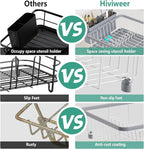 Dish Drying Rack - Space-Saving Dish Rack,Dish Racks for Kitchen Counter with Drainboard, Rustproof Dish Drainer with a Removable 4-Compartment Utensil Holder,Gray