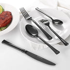 Black Silverware Set,18/10 Heavy Stainless Steel Flatware Set,40 Piece Cutlery Set，Mirror Polished,Dishwasher Safe
