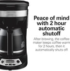 Hamilton Beach 12 Cup Programmable Drip Coffee Maker, Brew Options, Glass Carafe (46299), Black with Stainless Accents