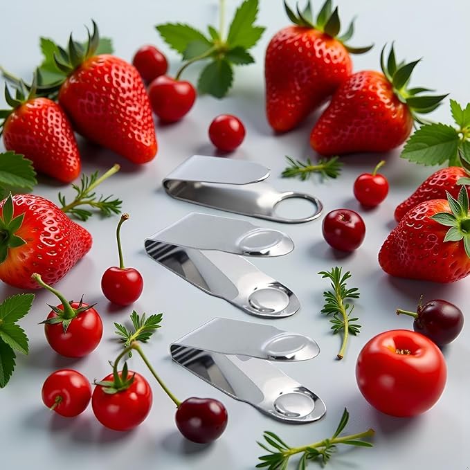 2Pcs Stainless Steel Strawberry Huller Fruit Stem Remover, Picker Leaf Peeler Tweezers Kitchen Gadgets for Strawberry Cherry Tomato Fruit Tools