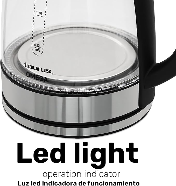 Taurus Cordless Electric Kettle – 1.7L Stainless Steel Hot Water Boiler | Fast Boil, 360° Swivel Base, Auto Shut-Off, BPA-Free – Modern & Portable Design for Tea, Coffee, Instant Meals