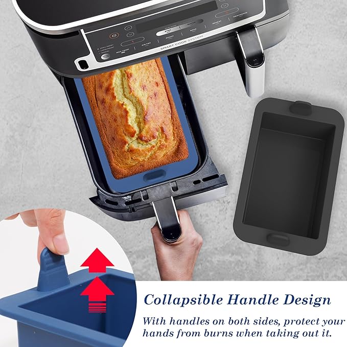 Webake Silicone Air Fryer Bread Loaf Pan for Baking, Nonstick Mini Loaf Pan wih Handle, BPA Free Set of 2