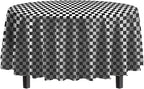 Exquisite Party Solids 12-Pack - Premium Plastic Tablecloth 84 Inch Round Table Cover - Checkered
