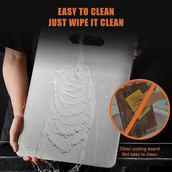 Titanium Cutting Board, 100% Pure Titanium Cutting Boards for Kitchen, Double-sided Food Grade Cutting Boards Non Toxic, Chopping Board Dishwasher Safe for Cutting Meat Vegetable Fruit(14L*10W)