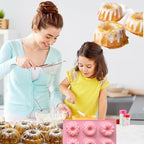 3pcs Mini Bundt Cake Pan,6-Cavity Fluted Tube Cake Pan,Silicone Cupcake Molds for Baking, Nonstick Cupcakes Mold for chocolate/Brownie/Jello