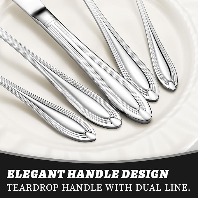 TIVOLI Silverware Set for 4, 20 Piece Heavy Duty Stainless Steel Flatware Utensils Cutlery Set Including Steak Knife Fork and Spoon, Dishwasher Safe, Gift Package for Wedding Housewarming (Silver)