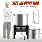 100QT Crawfish Boiler Kit, Waterproof Cover & 18-inch Skimmer, 110,000BTU Propane Burner Stove, 0-20PSIG Regulator, Aluminum Seafood Boil Pot, Crab Boil Pot with Basket