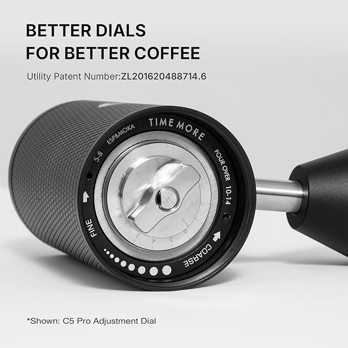 TIMEMORE C5 Pro Manual Coffee Grinder with S2C-042-III Conical Burr, 0.031mm Precision Adjustment, All-Metal Portable Hand Coffee Mill for Espresso/French Press/Pour Over - Black