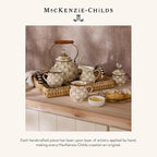 MACKENZIE-CHILDS Enamel Pinch Bowl, Small Bowl for Kitchen Ingredients, 1.5-Cup Capacity, Brown-and-White Mocha Check