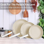 MsMk Ceramic Nonstick 8-inch, 9.5-inch and 11-inch Frying Pan Set, No PFAS & PTFE & PFOA, Stainless Steel Handle, Dishwasher & Oven Safe,induction Base