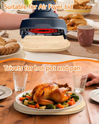 Bamboo Trivet for Ninja Crispi Air Fryer - Heat Resistant Mat Ninja Crispi Accessories,Non-Slip Kitchen Counter Protector,10.62"x10.62"x0.39"