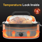 Sunvivi Roaster Oven, Electric Roaster Oven with Viewing Lid, 28lb 24-Quart Turkey Roaster with Unique Defrost/Warm Function, Large Roaster with Removable Pan & Rack, Stainless Steel, White