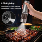 Electric Salt and Pepper Grinder Set 6 Levels Adjustable Coarseness Refillable Stainless Steel Auto Salt and Pepper Grinder Mill Usb Rechargeable with Lights