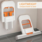 2-in-1 Self-Squeeze Portable Mop: 2 Extra Sponge Heads for Bathroom Corners, Kitchen Tiles, Car & RV Cleaning - Compact Travel Mop (Orange)