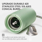 TIMEMORE Manual Coffee Grinder CNC Stainless Steel Burr Coffee Grinder with Capacity 20g Chestnut C3S Internal External Adjustable Setting, Double Bearing Positioning for Travel Camping, Home Green