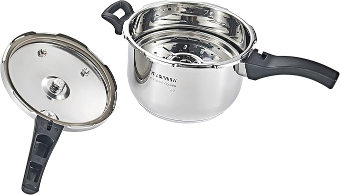 Stainless Steel Pressure Cooker with Steamer Basket, Faster Cooking and Safety Pressure Release (7-Liter)