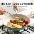 Redchef Nonstick Frying Pan Skillet, Ceramic Non-Stick Saute Pans, 9.5 inch Cooking Fry Pan with Stay Cool Handle, All Stovetops, Dishwasher/Oven Safe, PFAS-Free, Non Toxic (Green)