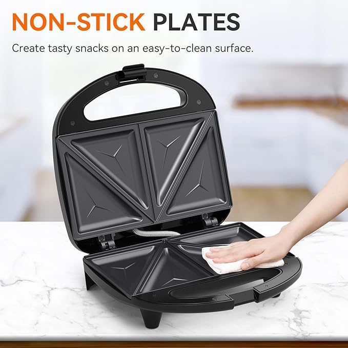OSTBA Sandwich Maker, 2 Slice Grilled Cheese Maker with Non-stick Triangle Plates, Indicator Lights, Cool Touch Handle, Easy to Clean and Store, 750W