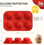 2 Pack 6 Cups Silicone Jumbo Muffin Pan with Metal Reinforced Frame Silicone Molds Cupcake Cake Baking Pans Egg Bites Muffin Tin Tart Pans Bundt Pan Reposteria Accesorios Moldes Para Pasteles