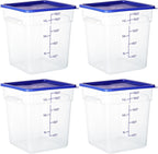 4 Pack Food Storage Containers, 18 Quart with Lids, Square Commercial Containers with Scale, Clear NSF Food Organizing, Polycarbonate