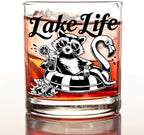 kunlisa Funny Lake Raccoon Whiskey Glasses, Funny Raccoon Gifts, Lake House Decor and Gift 10 oz Drinking Rocks Glasses for Women Men Whisky Cocktail Scotch Bourbon Liquor