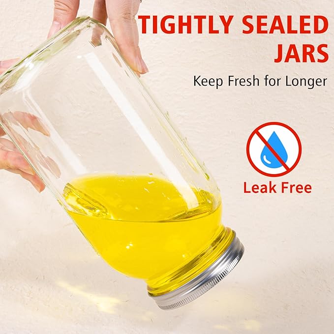 64 oz Wide Mouth Mason Jars with Lids and Bands, 3 Pack Half Gallon Canning Jars, Large Glass Jars for Pickling, Preserving, Meal Prep